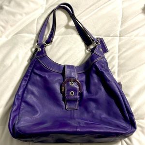 3 pocket purple Coach shoulder bag
